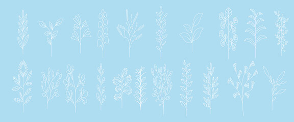 Set of snowflakes icons isolated on  blue background. Vector illustration