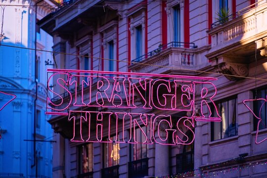 Stranger things title logo brand and text sign of netflix movies for tv series