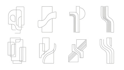 Obraz premium Abstract Geometric Line Art Collection Minimalist Design Elements.