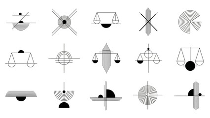 Abstract Geometric Shapes and Balance Scales Collection.
