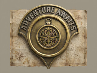 Adventure Compass & Map 3D Sticker Badge