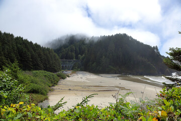 Along the Oregon Coast: Fog at the beach at Heceta Head.