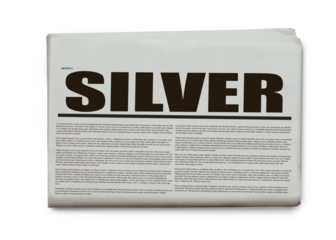 Overhead View of Newspaper Silver Headline..