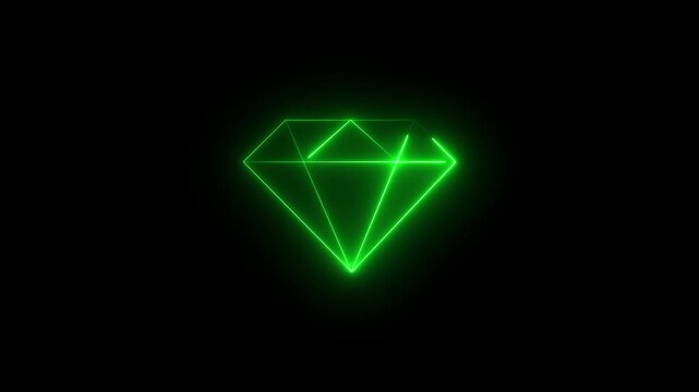 diamond icon neon animated neon diamond icon.Glowing neon diamond icon animation against black background illustrating value and luxury. Diamond.4k