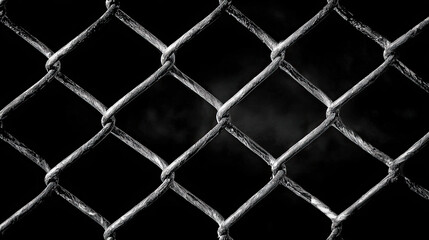 Close-up view of weathered chain link fence