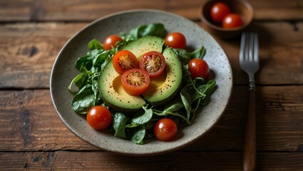 Photorealistic Fresh Healthy Salad with Vibrant Vegetables Top View