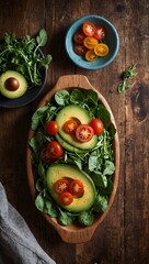 Photorealistic Fresh Healthy Salad with Vibrant Vegetables Top View