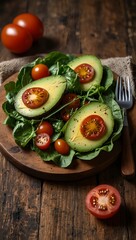 Photorealistic Fresh Healthy Salad with Vibrant Vegetables Top View