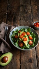 Photorealistic Fresh Healthy Salad with Vibrant Vegetables Top View
