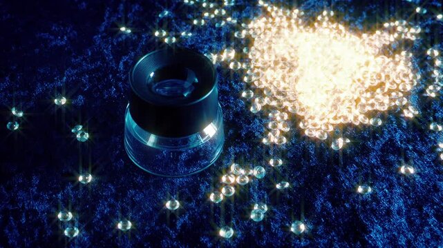 Shiny Cut Diamonds And Magnifier
