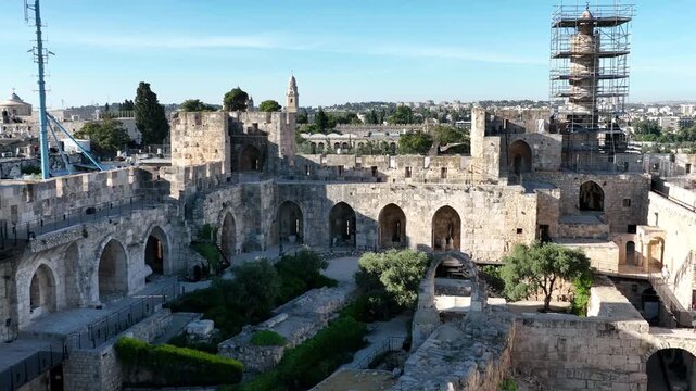 Aerial view of Tower of David Citadel

Aerial view of the Tower of David Citadel in the Old City of Jerusalem, Israel, November 2025
