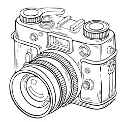 Hand-Drawn Illustration of a Camera