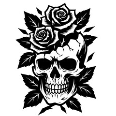 Luxurious vector of skull and rose. Symbolizes the balance between good and evil. Suitable for use on tattoos, logos, flags, t-shirts and stickers