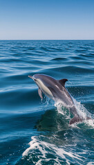 Dolphins jump to the surface of the sea