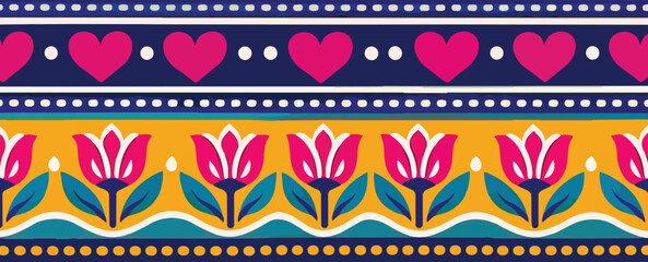 Colorful Pakistani - Indian Floral Truck Art Strip