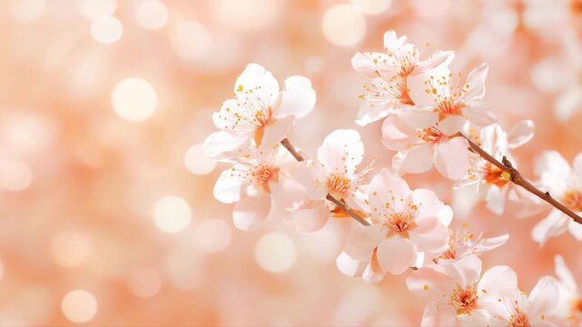 Cherry Blossom Branches With Delicate Pink Flowers Against A Soft Blurred Background