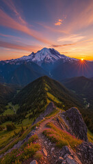 sunset in the mountains