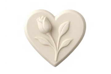 Heart shaped soap carving with tulip design