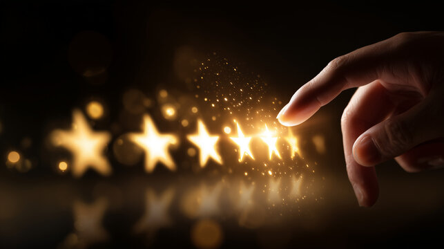 customer rating stars concept, five star review feedback, user experience rating system
