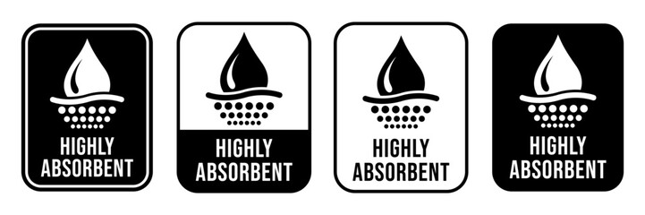 Absorbent icon vector or Absorbent label isolated on white background. Sanitary care symbol. Moisture absorbing. Protect skin concept. Vector thin line icon.