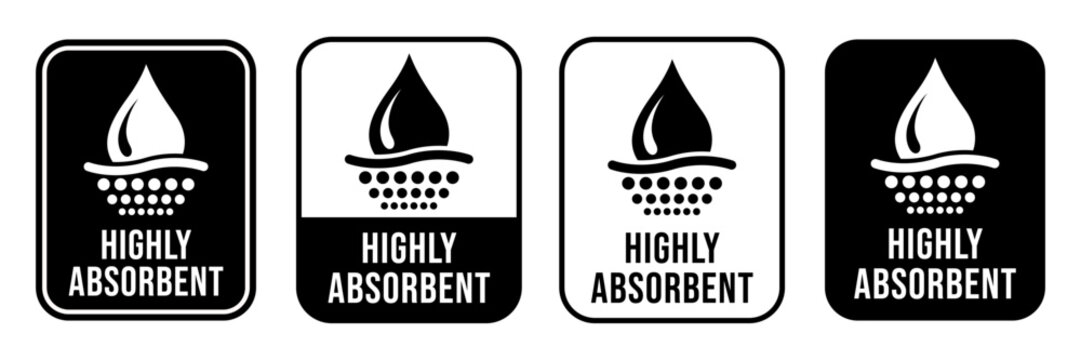 Absorbent icon vector or Absorbent label isolated on white background. Sanitary care symbol. Moisture absorbing. Protect skin concept. Vector thin line icon.