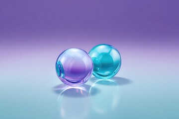 Two Transparent Spheres with Reflective Surfaces on a Gradient Background