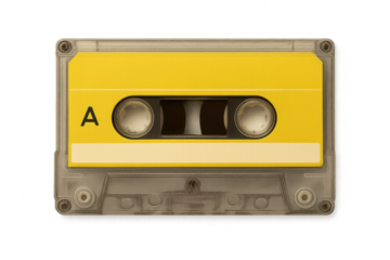 Yellow audio cassette tape vintage music media