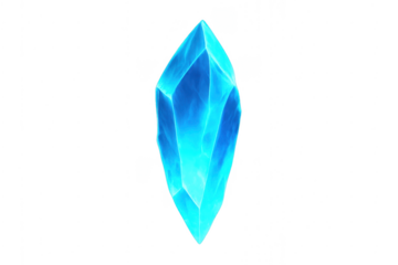 Glowing blue crystal shard on transparent background