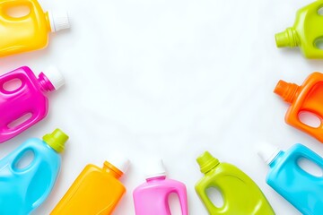 Detergent Symphony: Cropped Bottles in Empty Space