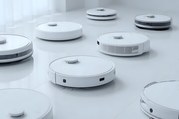 Robot Vacuum Cluster: Clean Lines, Cropped Edges, Empty Space