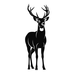 Vector icons Majestic stag deer silhouette with large antlers isolated on white. EPS Editable