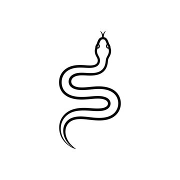 Vector icons Minimalist black outline snake icon slithering upwards. EPS Editable