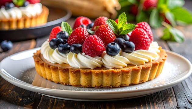 Luxury Cajeta Tart with cream and berries