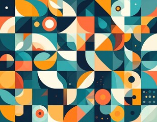 Geometric pattern in retro colors vibrant abstract design background