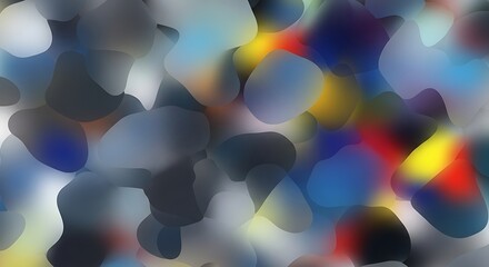 Abstract fluid shapes and colors blend in a soft, blurred, and ethereal composition, creating a sense of dynamic movement and visual intrigue