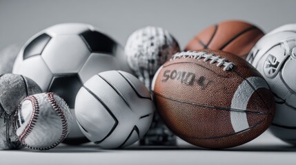 Collection of Various Sports Balls Including Soccer, Basketball, and Baseball for Sports and