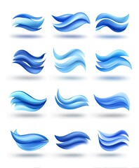 Naklejka premium Abstract blue wave elements set design for graphic decoration