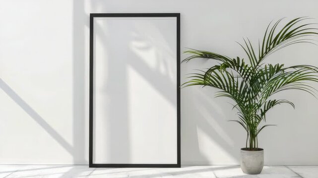 A minimalistic indoor setting with a square frame waiting to be filled.