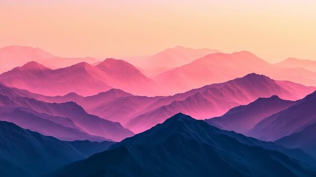 Abstract mountain range silhouette against gradient sky at sunset