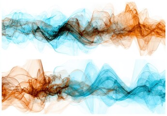 Fototapeta premium Abstract flowing lines in shades of blue and orange on white background