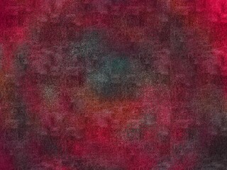 A red background with a blue and green swirl