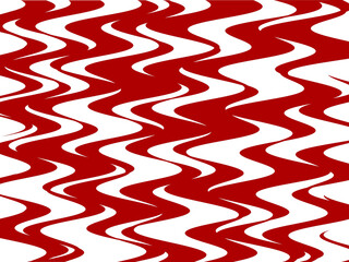 A red and white striped pattern with red waves