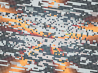 A pattern of dots in various colors and sizes