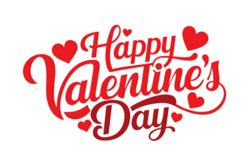 Happy valentine's day elegant red typography with hearts