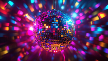 Obraz premium disco party lights, colorful circle, glow