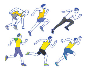 Fototapeta premium Athletic Runners in Motion Sprinting and Training Illustration
