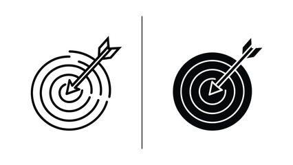 Target with arrow hitting bullseye in two different styles © 3dMaster