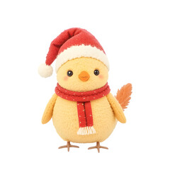 adorable chick character wearing a santa hat and scarf, illustrated in a cute style and isolated on a pure white background, perfect for christmas and winter themed designs.
