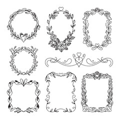 Obraz premium Hand-Drawn Whimsical Romantic Frames & Borders Collection