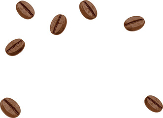 Realistic vector illustration of dark roasted coffee beans scattered randomly, perfect for café background, menu design, and gourmet beverage concepts.